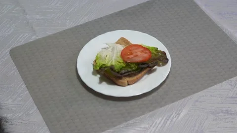 Stop motion video of making homemade sandwich. 4k Video stock 220558179