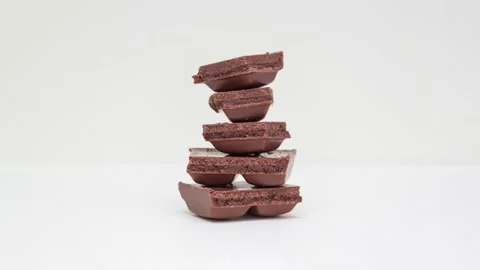 Stop motion video, slices of chocolate in stack disappear. Stock Footage 147948364