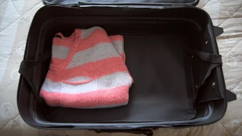 Stop-Motion Video of a Suitcase Being Packed for a Holiday with a Passport 2 Stock Footage 87072477