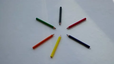 Stop Motion video time lapse, bright pencils, study. Stock Footage 136120679