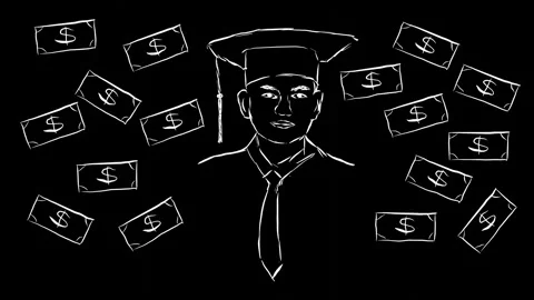 Stop Motion of Young Bachelor and Dollar Bill Designed with Random Scribbles Stock Footage 286148419