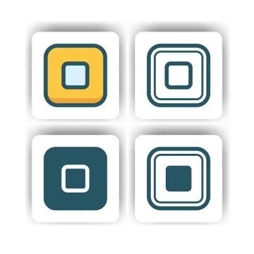 Stop multimedia icon for mobile, web, and presentation with flat color vector Ilustración de archivo