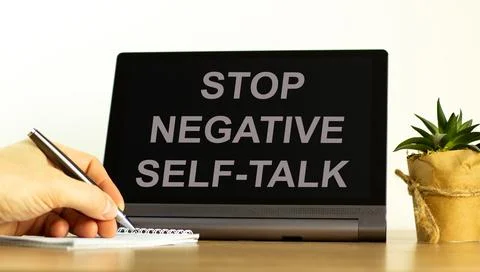 Stop negative self-talk symbol. Concept words Stop negative self-talk on the  Stock Photos