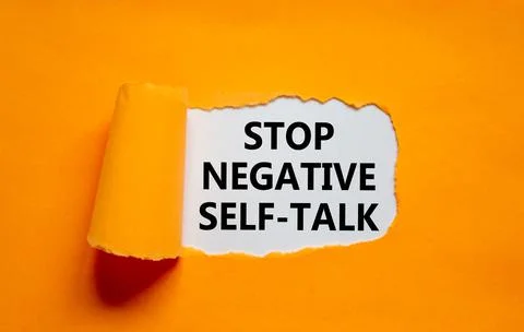 Stop negative self-talk symbol. Concept words Stop negative self-talk on whit Stock Photos
