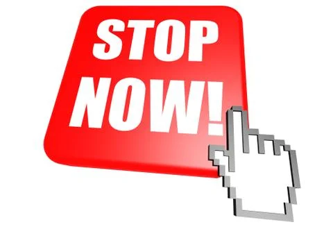 Stop now button with cursor Stock Illustration