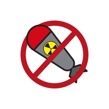 Stop nuclear test flat icon. Design template vector Ilustração Stock