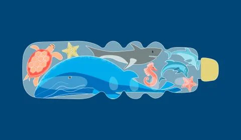 Stop ocean plastic pollution Stock Illustration