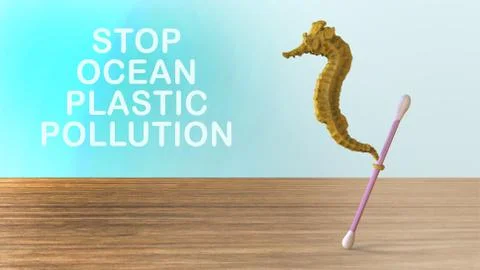 Stop ocean plastic pollution. Render sculpt 3d Side view of a Common yellow S Stock Illustration
