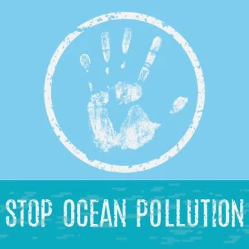 Stop ocean pollution vector sign Stock Illustration