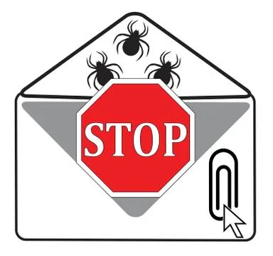 Stop opening Email Attachment Stock Illustration
