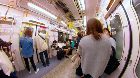 A stop over of the train in Osaka Japan Stock Footage 129279170