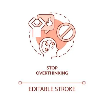 Stop overthinking orange concept icon イラスト素材