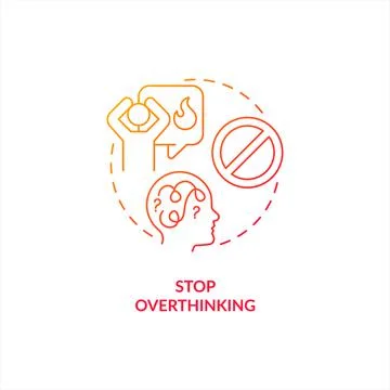 Stop overthinking red gradient concept icon イラスト素材