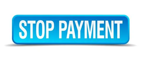 Stop payment blue 3d realistic square isolated button Ilustração Stock