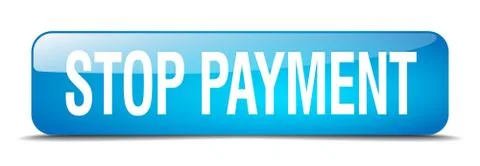 Stop payment blue square 3d realistic isolated web button Stock Illustration