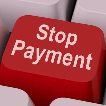 Stop payment key shows halt online transaction Stock Illustration