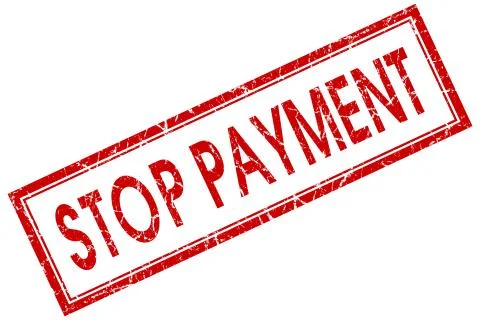 Stop payment red square grungy stamp isolated on white background Ilustração Stock
