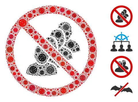 Stop People Queue Collage of Covid Virus Icons Ilustração Stock