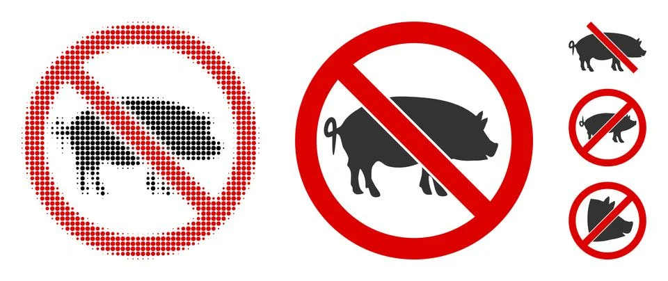 Stop Pig Halftone and Solid Icon Stock Illustration