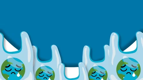Stop Plastic Pollution Cartoon Earth Crying in Plastic Bags Environmental C.. Stock Footage 342120389