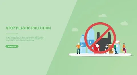 Stop plastic pollution concept for website template or landing homepage banne Stock Illustration