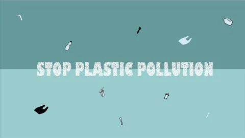 Stop plastic pollution environmental campaign vector background 스톡 일러스트