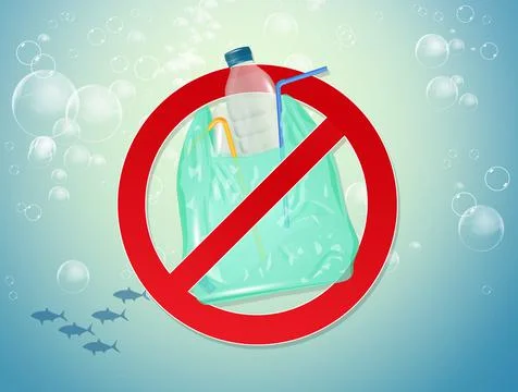 Stop plastic pollution Stock Illustration