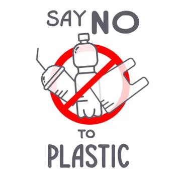 Stop plastic poster Illustrazione stock