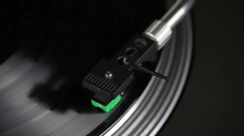 Stop playing spinning gramophone record and needle Stock Footage 48955611