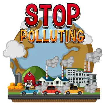 Stop pollution banner vector concept Stock Illustration