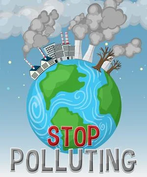 Stop pollution banner vector concept Stock Illustration