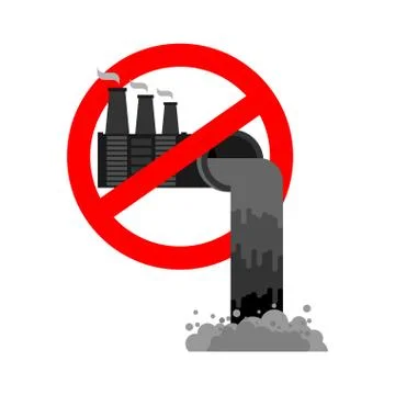 Stop pollution of environment. Plant is prohibited. Ban factory. Red prohibit Stock Illustration