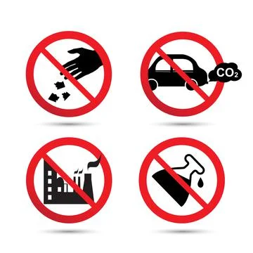 Stop Pollution icon set concept Stock Illustration