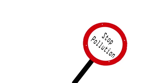 Stop pollution sign board isolated on white Stock Footage 150825453