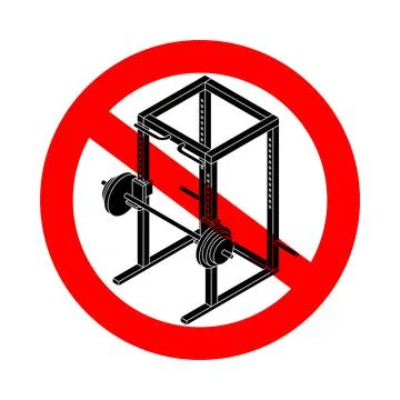 Stop Power Rack Machine. Red danger sign. Ban Squat Machine. NO Weight Traini 스톡 일러스트