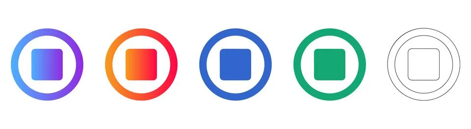 Stop Process Icons Set for UI Design Stock Illustration
