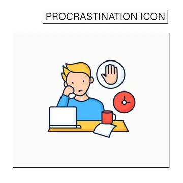 Stop procrastinating color icon Stock Illustration