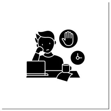 Stop procrastinating glyph icon Stock Illustration