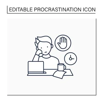 Stop procrastinating line icon 스톡 일러스트