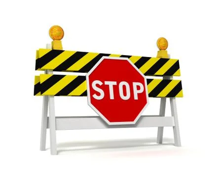 Stop prohibited barrier concept  3d illustration Stock Illustration