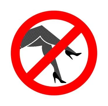 Stop prostitute. Ban prostitutes. Road red prohibition sign indicating whores Stock Illustration