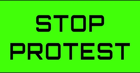 Stop Protest text green screen, masked glitched effect. Stock Footage 132619139