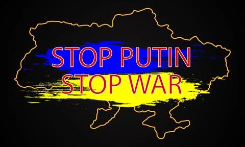 Stop Putin stop war 2022 Russias war against Ukraine Stock Illustration