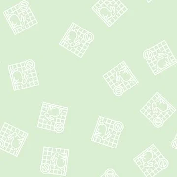 Stop rabbit in cage line seamless pattern Stock Illustration