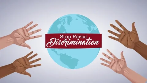 Stop racial discrimination concept, hands of different skin tones surround .. Stock Footage 333296422