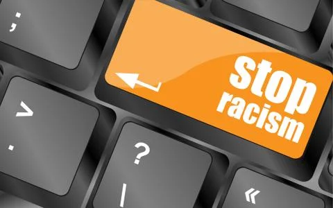 Stop racism concept by computer keyboard keys Stock Illustration