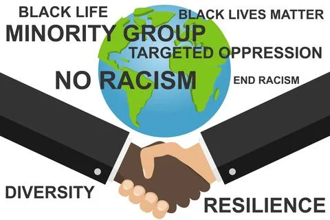 Stop racism. Handshake of two men. Banner to combat racism and gender Stock Illustration