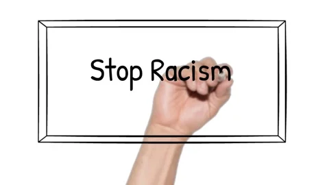 Stop Racism messages drawn on a white board Stock Footage