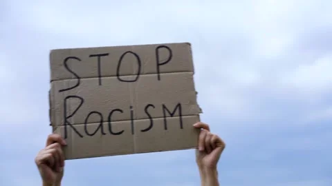 Stop racism protest sign Video stock 138646803