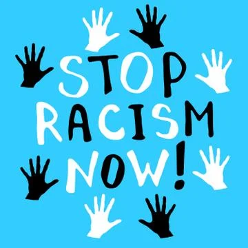 Stop racism - vector lettering doodle handwritten on theme of antiracism, pro Stock-Illustration
